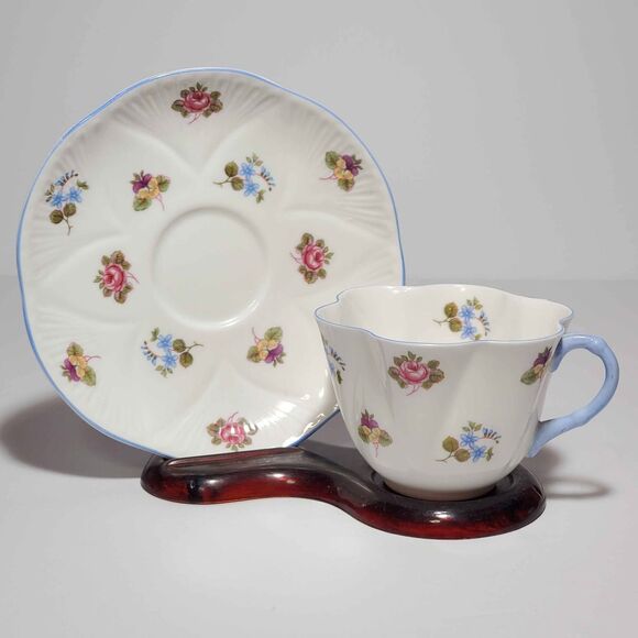 Shelley Teacup and Saucer Rose Pansy Forget-Me-Not Vintage - Picture 1 of 9
